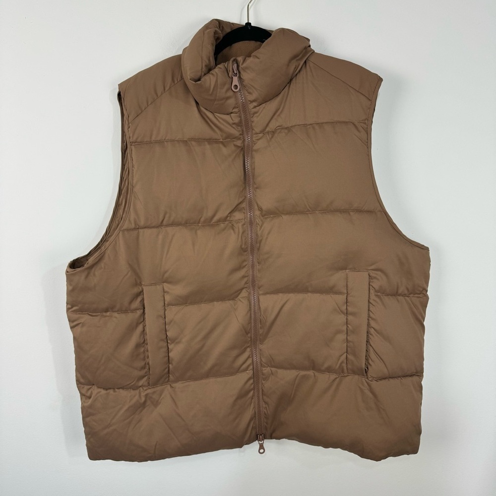 Girlfriend Collective Brown Puffer Vest Jacket Full Zip Neutral Casual Trendy